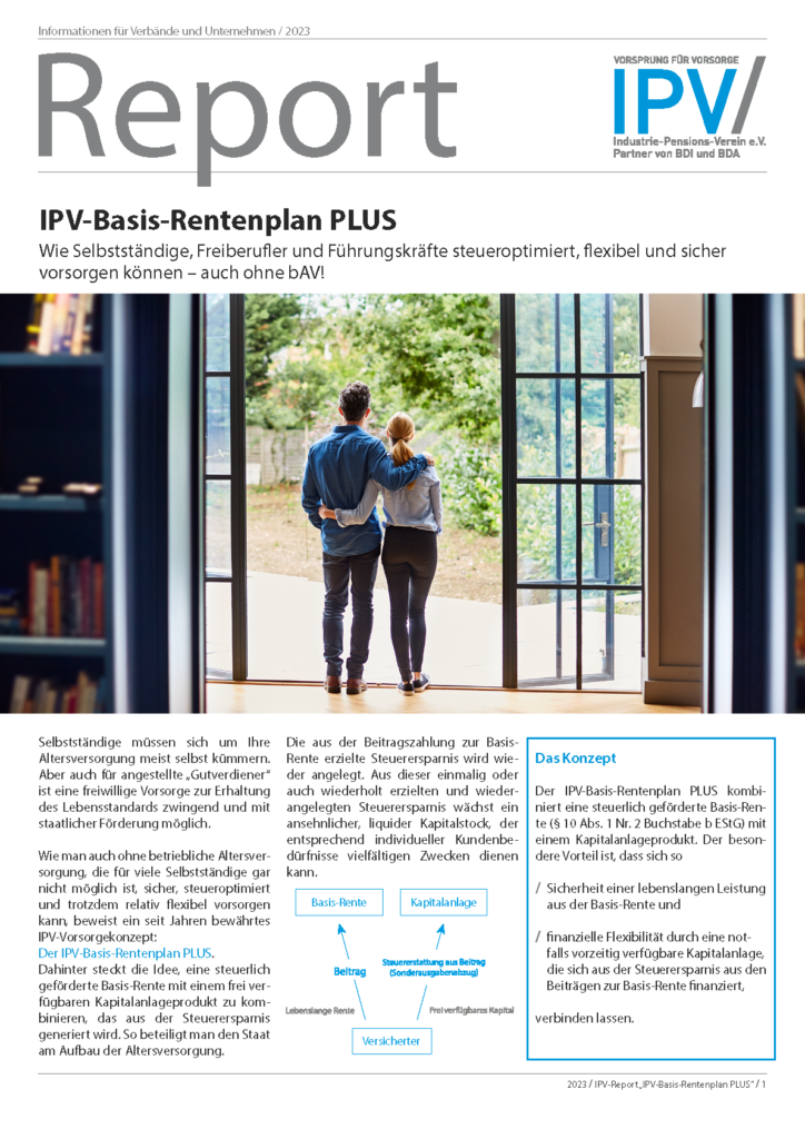 Rechentools des IPV– Bild des Reports des IPV-Basis-Rentenplan PLUS