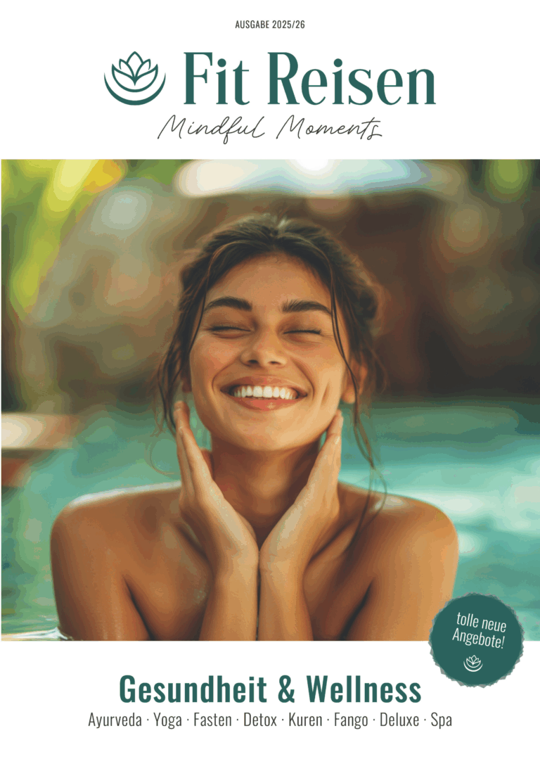 Gesundheitsleitungen des IPV– Cover einer Zeitschrift von Fit Reisen mit einer lächelnden Frau