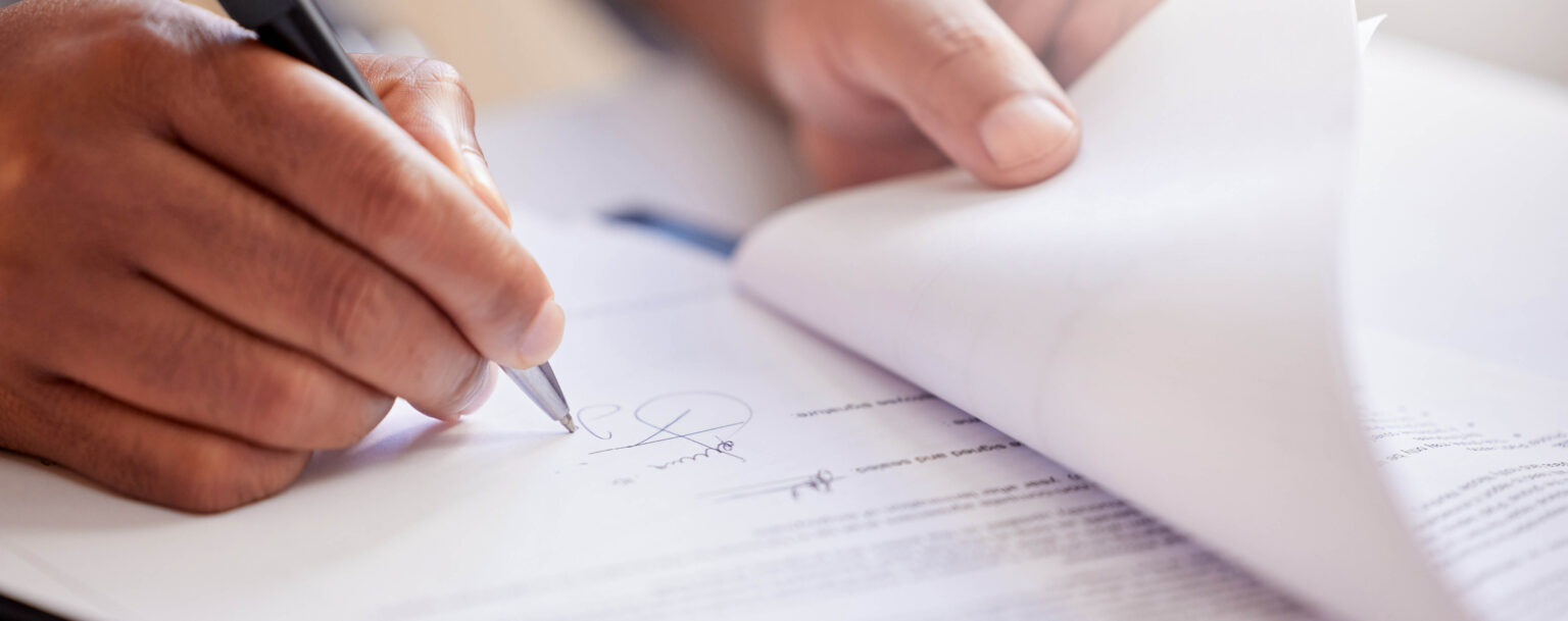 Unterschrift eines Vertrages