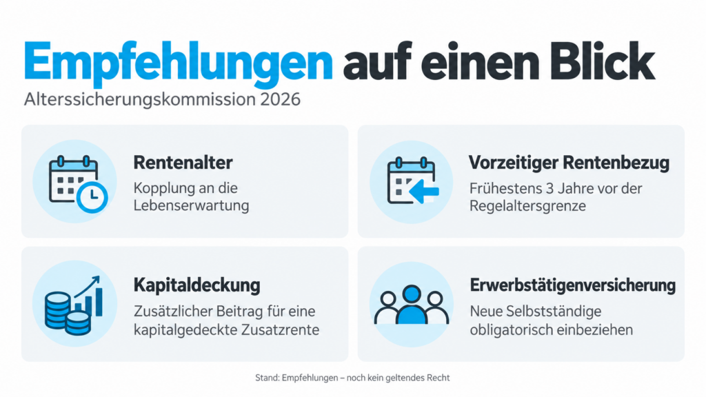 Empfehlungen der Alterssicherungskommission auf einen Blick